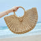 Straw Bag Paper Rope Round Bucket Hollow Woven Bag Retro Casual Belt Buckle H2S1