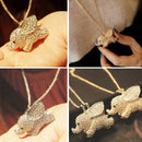 New Lady Charm Golden Rhinestone Elephant Pendant Necklace Long Sweater Chain SA