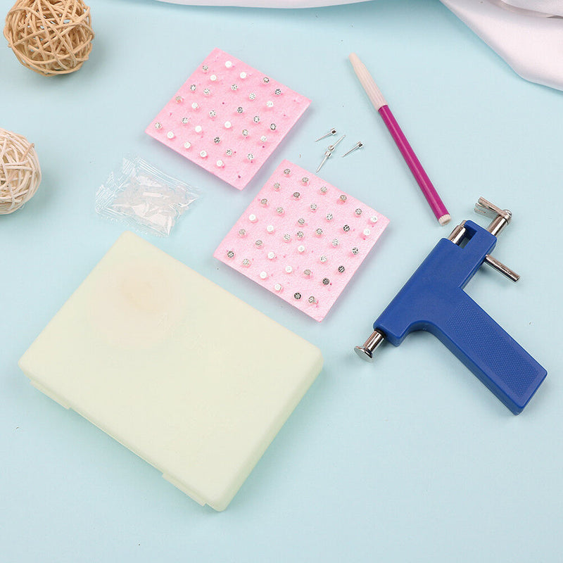 Professional Steel Ear Nose Navel Body Piercing Gun 98Pcs Studs Tool Kit Set FT