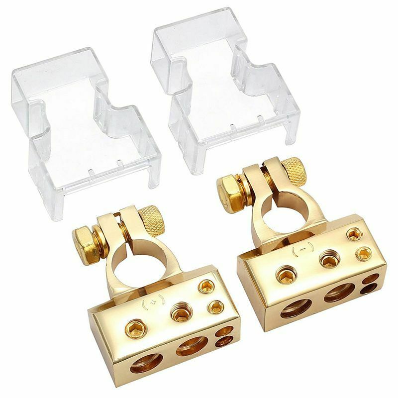 2PCS Car Battery Terminal Connectors Kit 4/8 Gauge AWG Positive & Negative