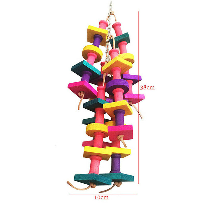 Colorful Parrot Macaw Wood Cage Chew Toys Pet Bird Conure Swing Scratcher