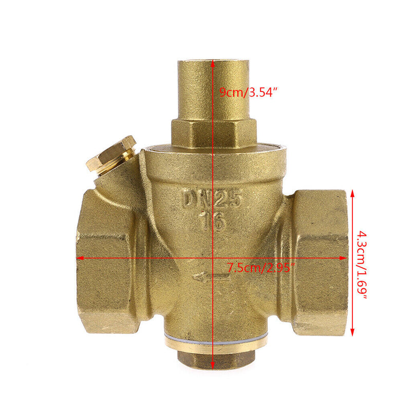 DN25 1" Adjustable Brass Water Pressure Reducing Regulator Valve PN 1.6 New