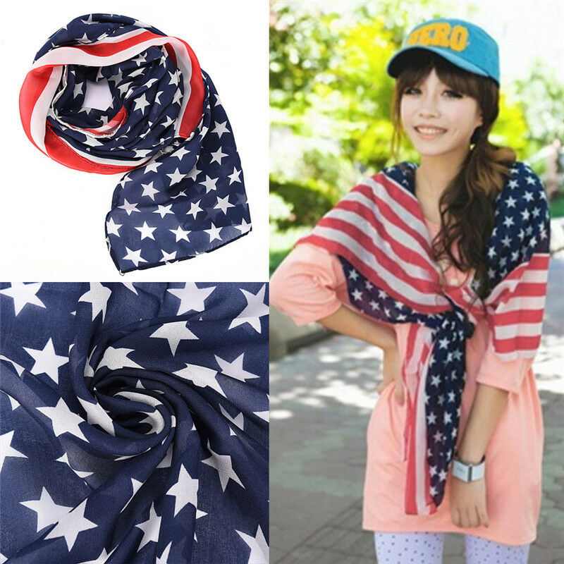 Women American Flag Pareo Dress Beach Bikini Swimwear Sarong Cover Up Scarf   Kw