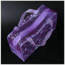 Floral Print Transparent Waterproof Cosmetic Bag Toiletry Bathing Pouch Pur