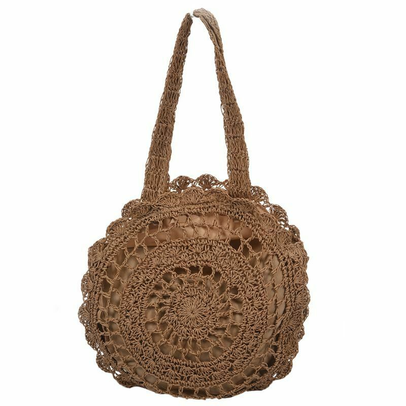 New Fashion Women Summer Round Rattan grass Bags Beach Shoulder Bags Handba H3R3