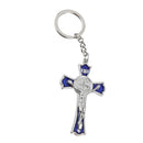 Blue Crucifix Jesus Keyring Holy Cross Key Ring Religious Catholic Gift