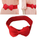 Red Lady Elegant Bowknot Elastic Bow Wide Stretch Buckle Waistband Wais Be AZM