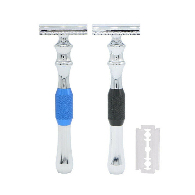 Zinc Alloy Razor Classic Shaving Razor Double Blade Safety Razor (Blue) B5Y8