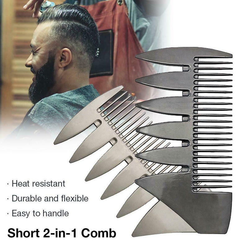 Mens Retro Double-sided Wide Tooth Metal Beard Comb Hair Comb Styling Tool