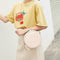 Pure Color Plaid Shoulder Handbags Women Round Tassel Crossbody Bag (Beige) A
