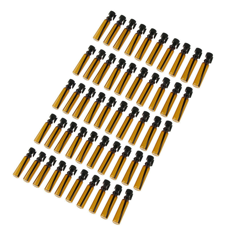 50pcs 1ml Empty Refillable Amber Bottles for Liquid Aromatherapy Fragrance