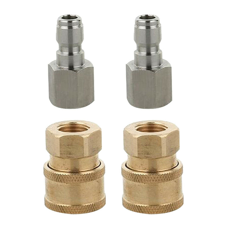 4pcs 1/4 inch Male and Female Pressure Washer Hose Connectors Quick Coupler