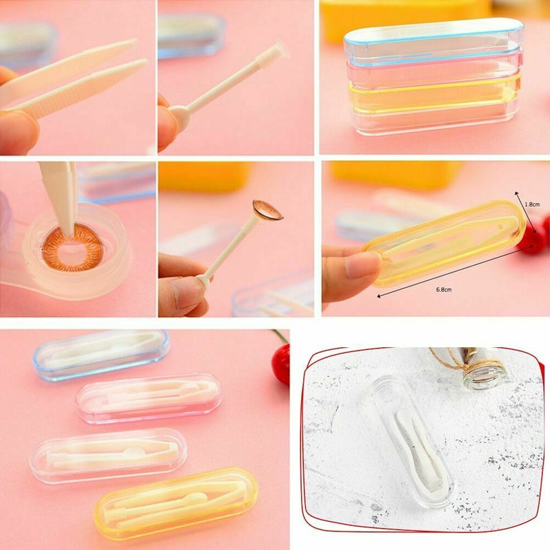 2 Pcs Eyes Care Contact Lenses Plastic Tweezers Insert Remover Random Color B8L5