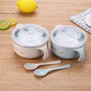 Cute Kids Stainless Steel Injection Bowl Spoon Baby Food Feeding Tableware