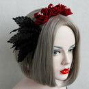 Women'S Headband Gothic Red Rose Lace Hair Hoop Party Sexy Flowers with Acc