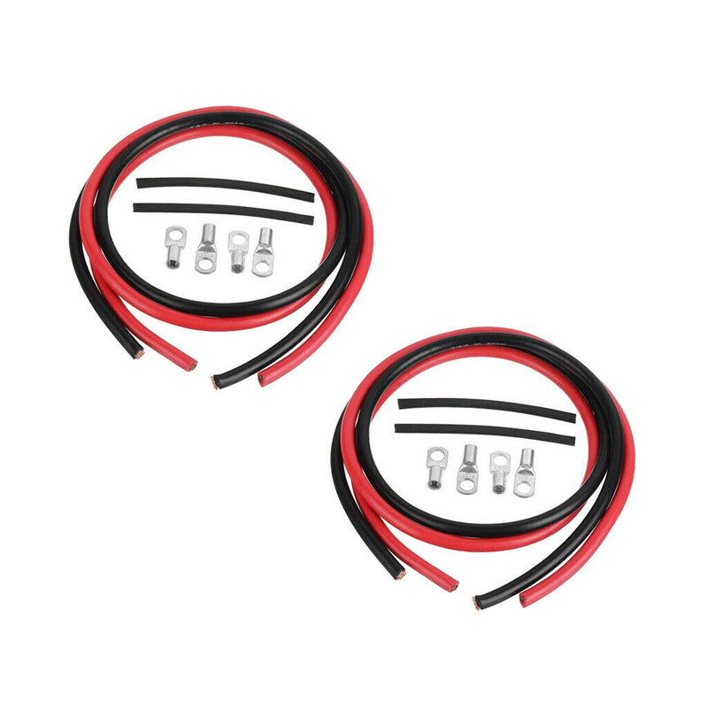 2Set Copper Negative Battery Ground Cables Terminal Kit 5 Gauge 100A Ground