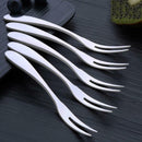 5X Stainless Steel Fruit Fork Two Teeth Prong Fork Dessert Cake Serving Flatware