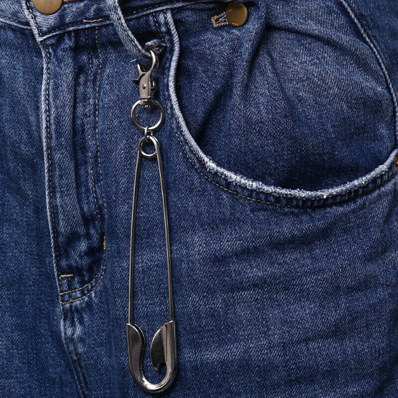 Unisex Punk Metal Wallet Belt Chain Rock Pants Keychain Pin Ring Clip Keyring`US