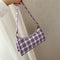 Fashion Plaid Women Handbag Korean PU Tote Underarm Shoulder Bag (Purple)