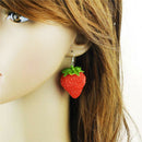 Lovely Red-Strawberry Dangle Earrings Plant Inspired Gifts Idea Korean Style