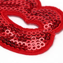 Embroidery Iron sew on patch applique DIY clothing Sequins Red lips 5.4*4cm OZ