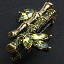 European Bamboo Leaf Brooches For Women Green Crystal Brooch Wedding Bouque B2N1
