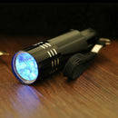 Black Mini Aluminum UV ULTRA VIOLET 9 LED FLASHLIGHT BLACKLIGHT Torch Light Lamp