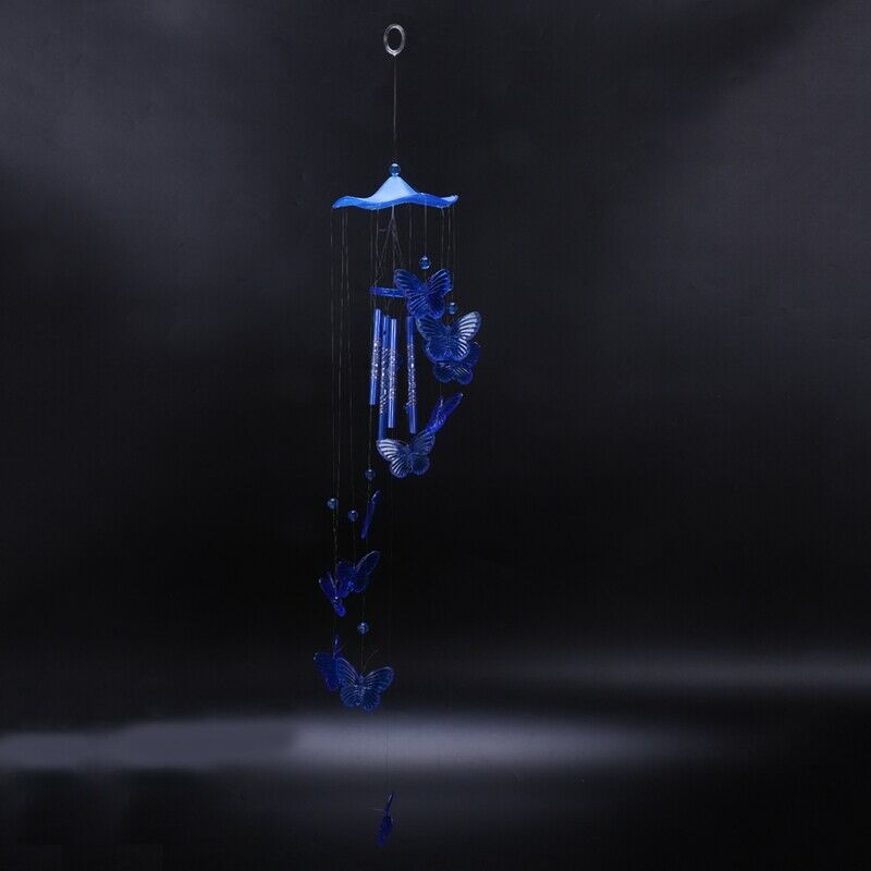 Wind chime sound tubes Butterfly Feng Shui windchimes House Decoration, Blu