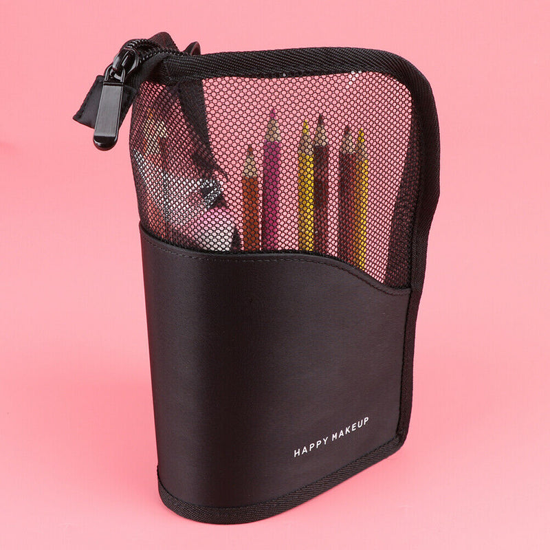 Zipper Black Travel Makeup Brush Bag Empty Organizer Pouch Pocket Holder Kit 3C