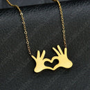 Korean Korean Girl Necklace Heart Shaped Palm Necklace Small Fresh Lady Nec