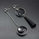 Korean Fashion Geometric Long Asymmetry Earring Rhinestone Circle Ear Stud