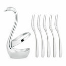 Elegant Swan Holder Spoon Fruit Tableware Coffee Set Stainless Steel Dessert Tea