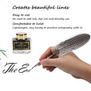 Retro Classical Feather Dip Pen Fountain Pen Ink Bottle with 3 Nibs Station