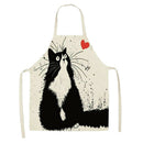 1Pcs Kitchen Apron Cat Printed Sleeveless Cotton Linen Aprons for Men Women