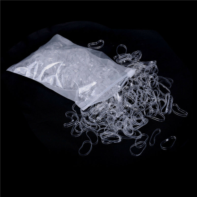 500pcs Clear Ponytail Holder Elastic Rubber Band Hair Ties Ropes Rings A Gw