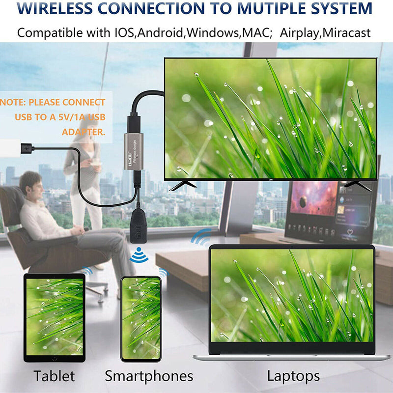 Portable WiFi HDMI Wireless Display Dongle for iOS Android Easy to Use