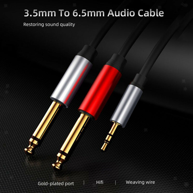 3.5mm 1/8" TRS Stereo to Double 6.35mm 1/4" TS Mono Y Splitter Cable Cord 6FT