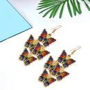 Retro Butterfly Hook Earrings Women Bohemian Enamel Long Drop Ear Jewelry