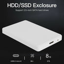 2.5 inch USB 3.0 Hard Disk Enclosure 6Gbps HDD SSD External Case (White) A
