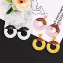 Bohemian Wooden Round Geometric Earrings Pendant Drop Earrings Ladies Fashi X9H9