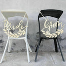 2pcs Wooden Bride Groom Chair Signs with Wheat Wedding Chair Hanging Decora