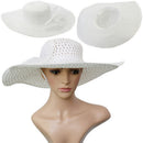 Womens Handmade Crochet Flower Straw Folding Hat Wide Brim Summer Beach Sun Cap