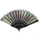 Lady flower Print Chinese Japanese Foldable Hand Fan Black