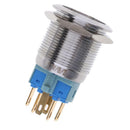Waterproof 12V LED 22mm Push Button Switch Blue Ring Light Self Latching