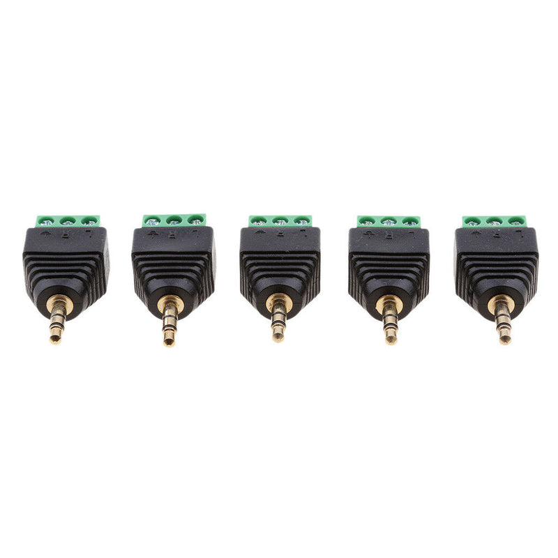 5x 3.5mm 3 Pole Stereo Audio Vedio Male to 3 Screw Terminal Female Adapter