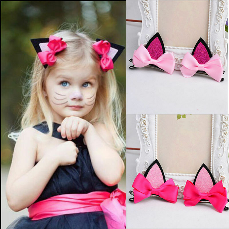 Lovely Cat Ear Hairpin Toddler Girls Hair Clips Barrettes for Kids Fashion Bj