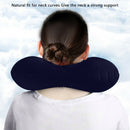 Inflatable Neck Pillow Support U Shaped Travel Pillow for Car (Dark Blue)
