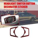 Red Carbon Fiber Headlight Switch Button Trim Cover for Ford Mustang 15-19
