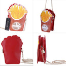 Woman Cupcake PU Chain Bag Popcorn Crossbody Messenger Bag (French Fries