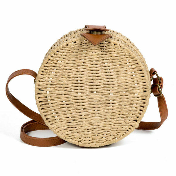Beach Straw Bags Retro Rattan Hand Bag Cross Body Bohemia Small Round Bag W Y9N2